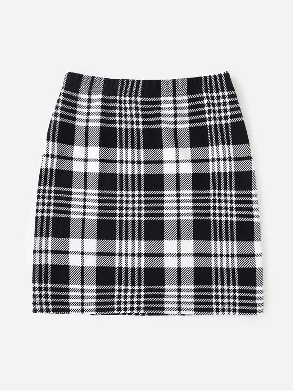 Women's Plaid Print Split Hem Bodycon Skirt, Casual Fashion Short Skirt for Daily Wear, Ladies Bottoms for All Seasons