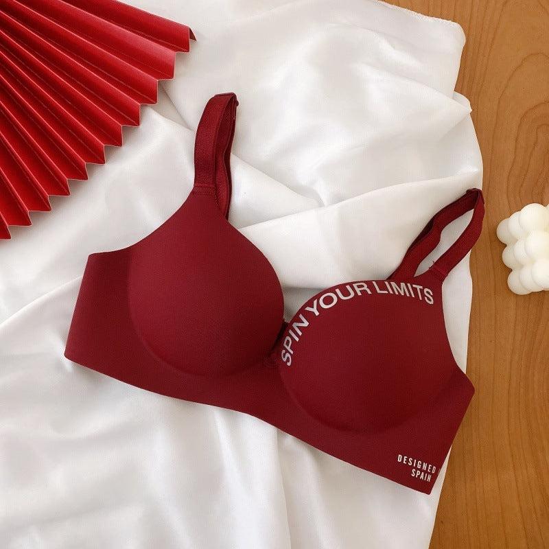 British Letters Bra One-piece Seamless Wireless Adjustable Underwear For Women Cotton Fabric Womenswear Spandex Bottom Light Polyester