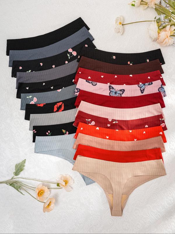 Women's Heart & Butterfly Print Panty, Soft Comfy Breathable Knicker for Women for Daily Wear, Underwear for All Seasons