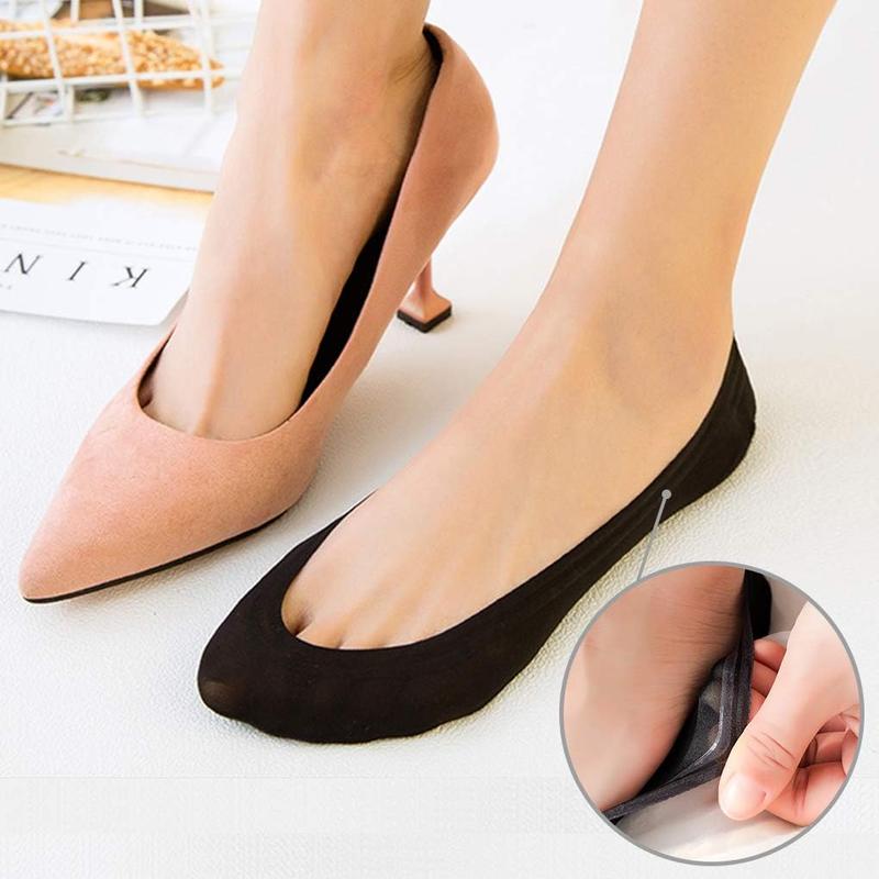 Double Couple 8 Pairs No Show Socks Women Low Cut Socks for Flats Non Slip Thin Liner Socks