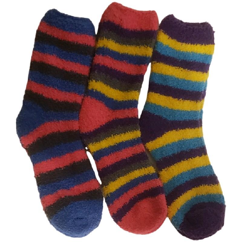 Fuzzy socks for Women  3 pack Fuzzy striped socks Polyester Winter Comfortable