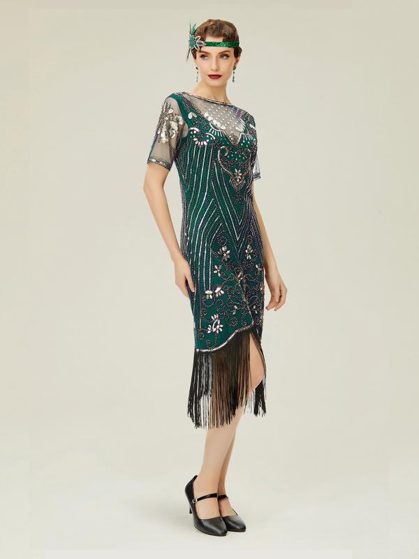 BABEYOND Flapper Dresses 1920s Gatsby - Roaring 20s Sequin Beaded Dress Fringe Dress party maxi