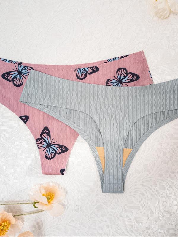 Women's Heart & Butterfly Print Panty, Soft Comfy Breathable Knicker for Women for Daily Wear, Underwear for All Seasons