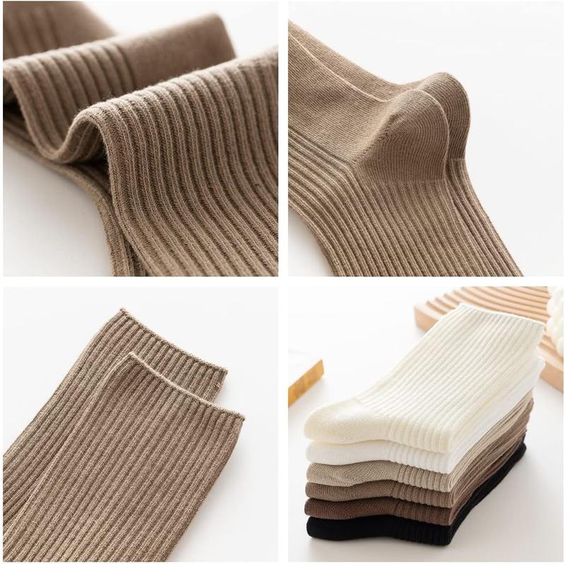 Womens Cute Cotton Crew Socks Neutral Aesthetic Slouchy Boot Dress Socks Women Girls Granola Essentials