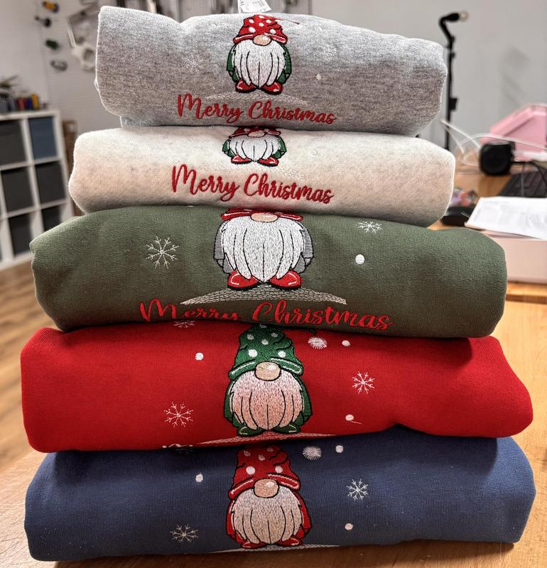 Embroidered Christmas Gnome Sweatshirts for the family christmas sweatshirt