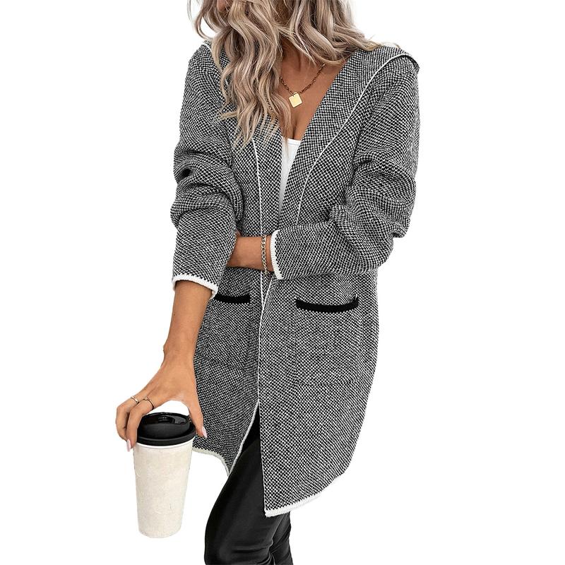 EVALESS Women's Casual Hooded Cardigan Sweaters Long Sleeve Oversized Open Front Chunky Knitwear Sweaters Tops 2024 Fashion Womenswear Fall Outfits