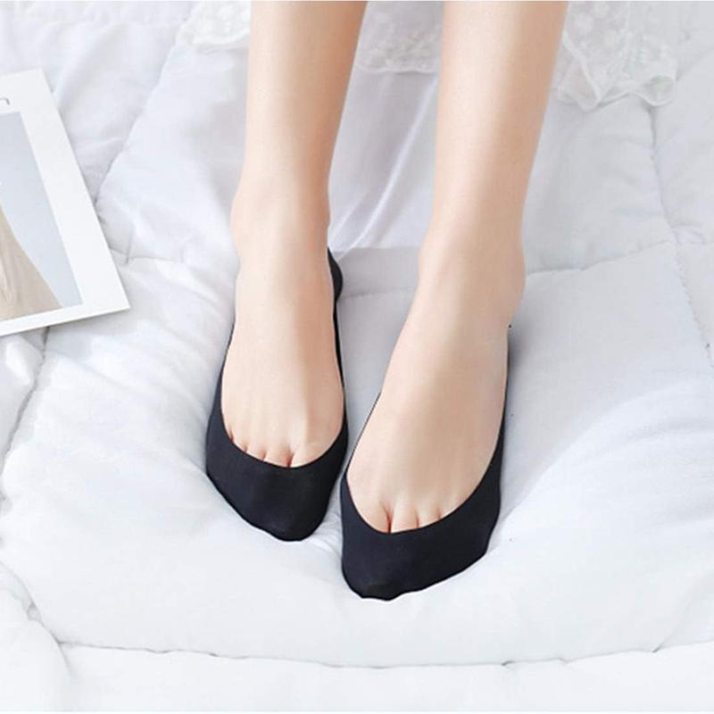 Double Couple 8 Pairs No Show Socks Women Low Cut Socks for Flats Non Slip Thin Liner Socks