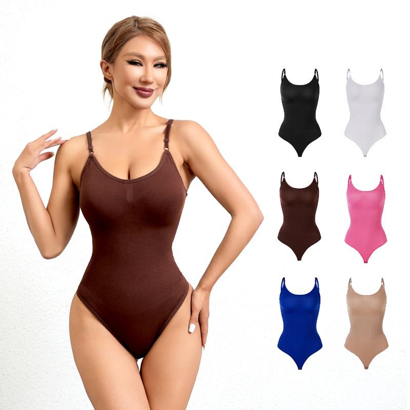 Seamless body shaping bodysuit Tummy control butt lift plus size thong suspender tights