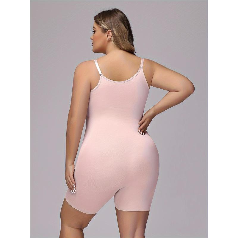 Plus size seamless shapewear bodysuit-instant tummy control & butt lifter-Womens plus solid color thigh slimmer for a flawless silhouette