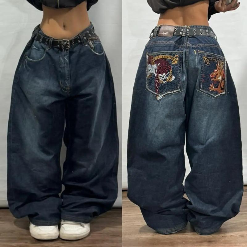 Y2K Fashion New Women Letter Print Baggy Jeans Streetwear Vintage Gothic Popular Casual Joker High Waist Wide Leg Pants Clothing