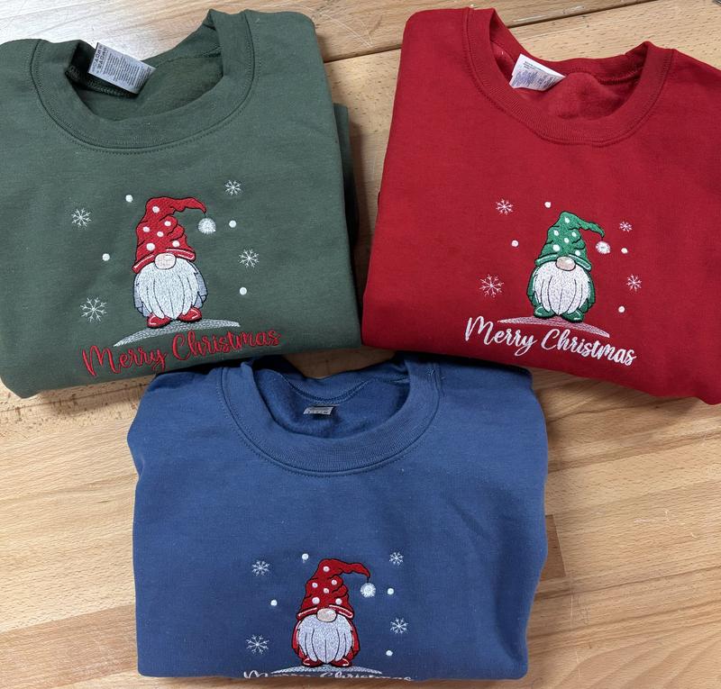 Embroidered Christmas Gnome Sweatshirts for the family christmas sweatshirt