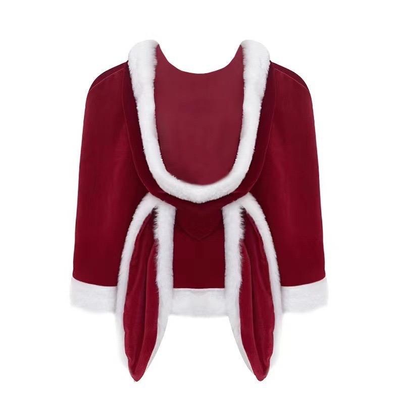 Women's Classic Adorable Sexy Rabbit Ears Red Cloak Robes, Capes Cardigan Bunny Hoodie- Perfect for Halloween, Christmas, Cosplay & Stage Performance - Clothing, Womenswear Santa Bustier