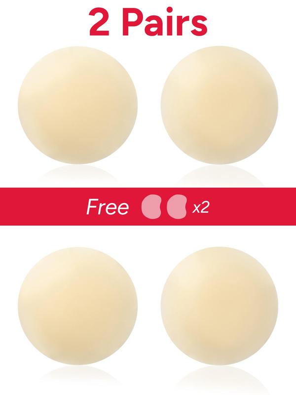 Sporty Women's Solid Color Round-Shaped Silicone Nipple Cover with 1 Pair Transparent Breast Lift Patch, Breathable Comfortable Self Adhesive Invisible Nipple Cover, Women's Lingerie Accessories for Daily Wear