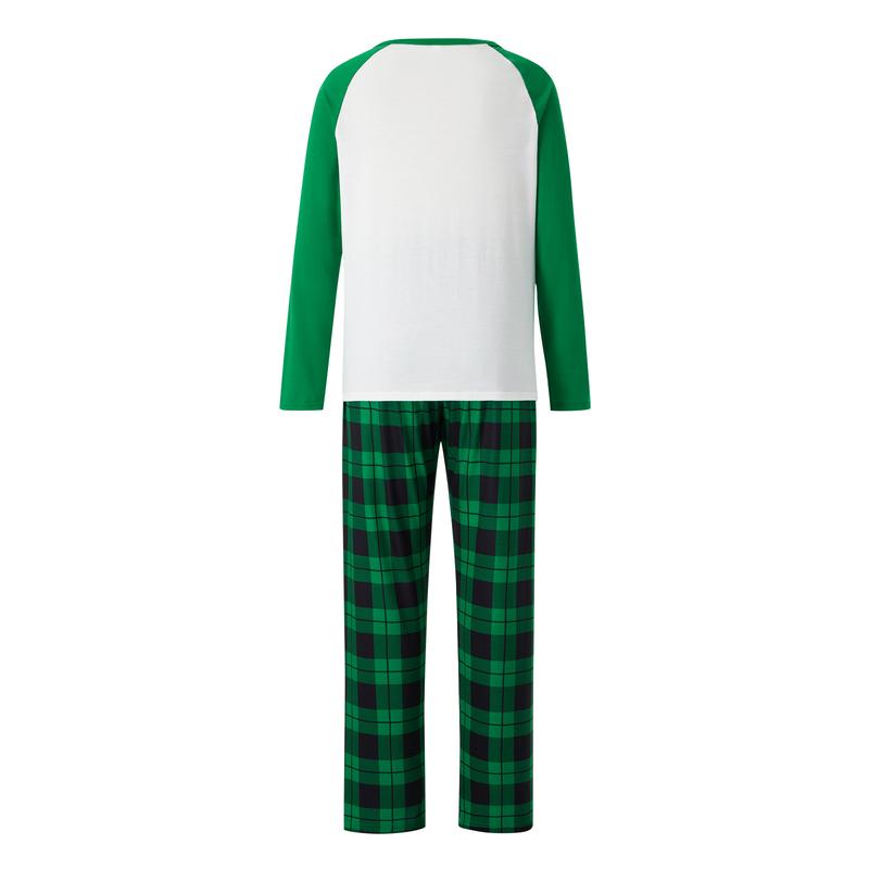 Family Matching Christmas Pajamas Set Long Sleeve Elk Print Tops Plaid Pants XMAS Sleepwear Pjs