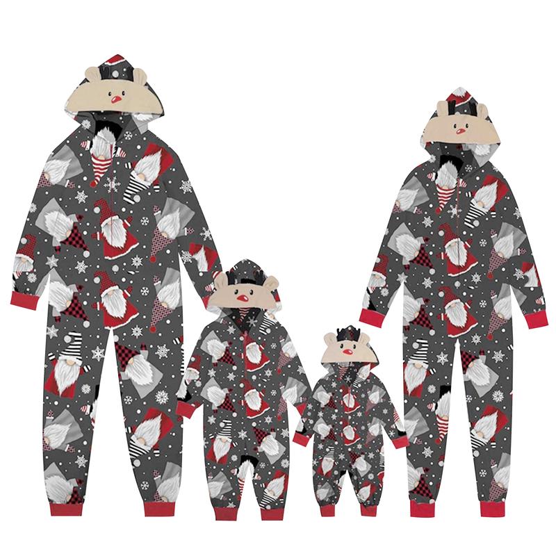 Couples Matching Christmas Pajamas Hoodie Onesie Cartoon Elk Snowman Print Suit Zipper Jumpsuit Holiday Sleepwear Pjs for Women Men