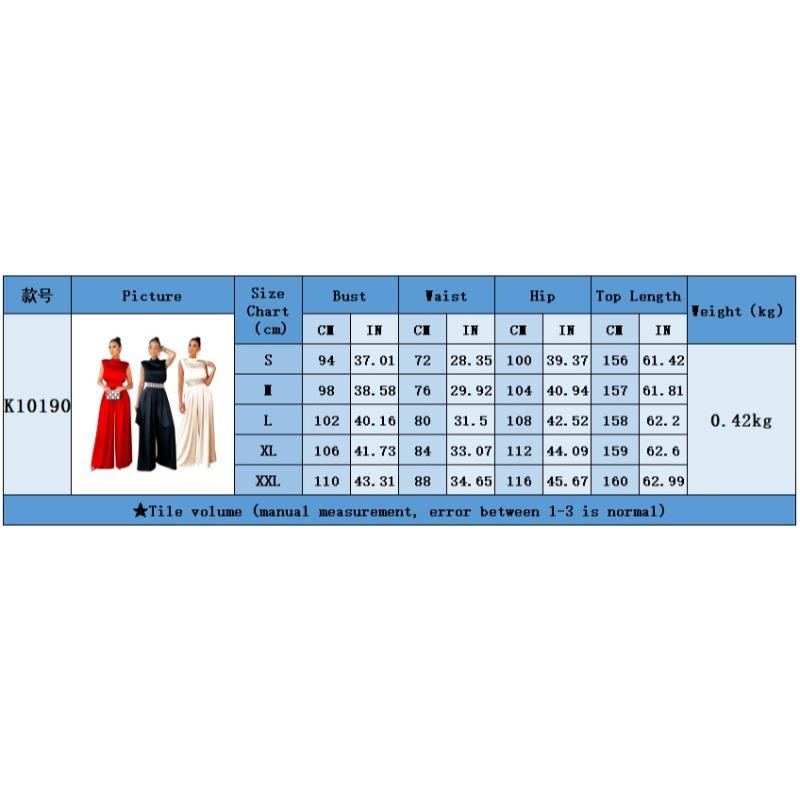 HS2149 2022 new fashion wide-leg pants solid color turtleneck sleeveless waist jumpsuit Womenswear Overalls