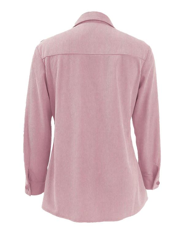 Women's Plain Button Front Pocket Shirt, Casual Long Sleeve Collared Top for Fall & Winter, Women's Clothes for Daily Wear