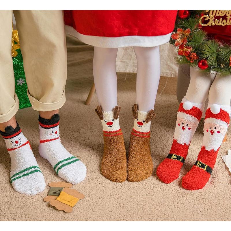 5 Pairs Fuzzy Christmas Socks for Women Girls with Box, Stocking Stuffers, Cute Fun Soft Thick Cozy Fluffy Winter Warm Slipper Xmas Holiday Socks