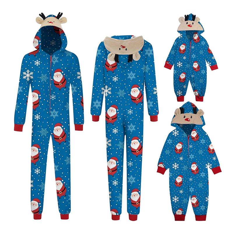 Couples Matching Christmas Pajamas Hoodie Onesie Cartoon Elk Snowman Print Suit Zipper Jumpsuit Holiday Sleepwear Pjs for Women Men