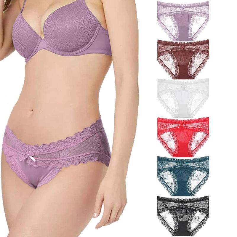 LEVAO Women's Sexy Breathable Lace Underwear Hipster Panties Briefs Stretch Seamless Bikini 6Pack S-XXL