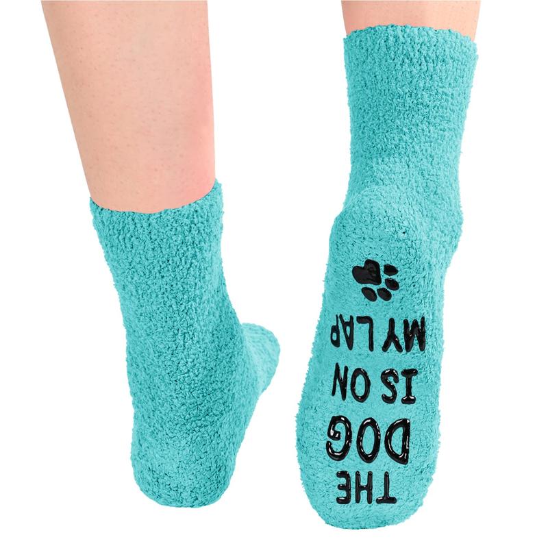 HAPPYPOP Funny Dog Gifts Dog Mom Gifts for Women Her Wife, Novelty Dog Socks Silly Fun Green Fuzzy Socks