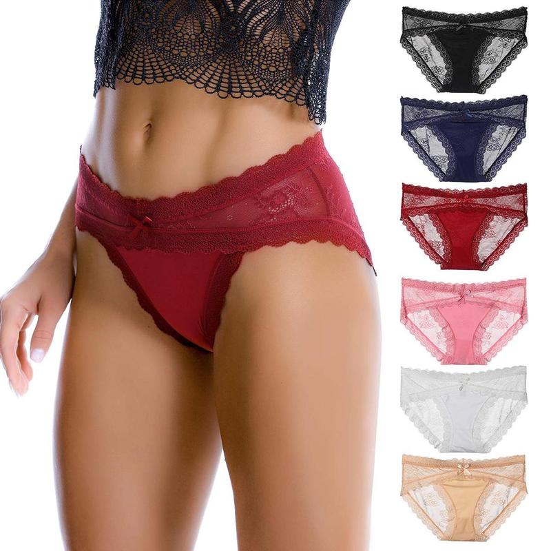 LEVAO Women's Sexy Breathable Lace Underwear Hipster Panties Briefs Stretch Seamless Bikini 6Pack S-XXL