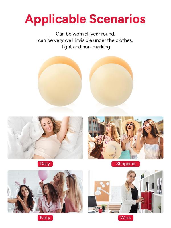 Sporty Women's Solid Color Round-Shaped Silicone Nipple Cover with 1 Pair Transparent Breast Lift Patch, Breathable Comfortable Self Adhesive Invisible Nipple Cover, Women's Lingerie Accessories for Daily Wear