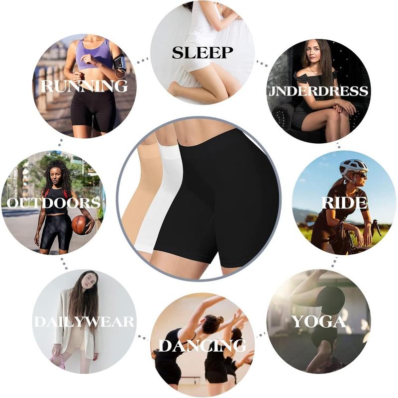 4 Pack Slip Shorts for Women Under Dresses, Seamless Anti Chafing Shorts Summer