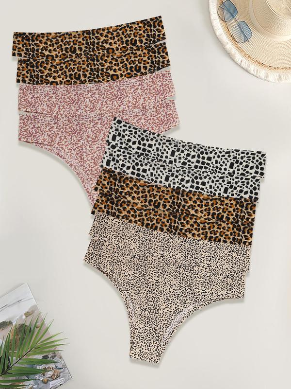 Women's All Over Leopard Print Panty, Soft Comfy Breathable Seamless Knicker for Daily Wear, Underwear for All Seasons