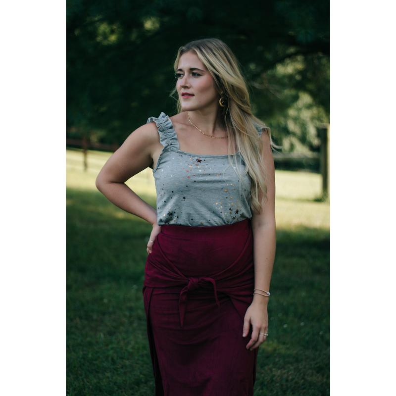 Teagan - Maroon Velvet Wrap Skirt