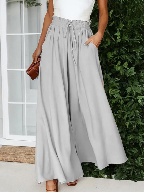 Plus Size Drawstring High Waist Wide Leg Pants with Pockets, Work Pants Women, Pants for Women, Casual Solid Trousers for Women Daily Wear Outdoor