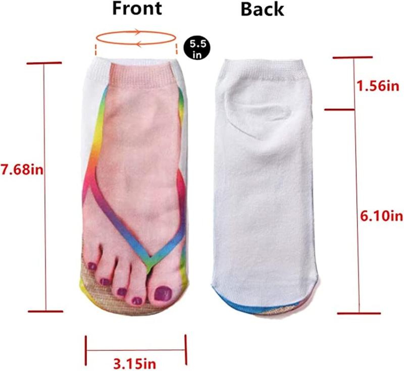 Unisex 3D printed ankle socks flip flop design socks cute funny Socks - looks like you're wearing sals  socks