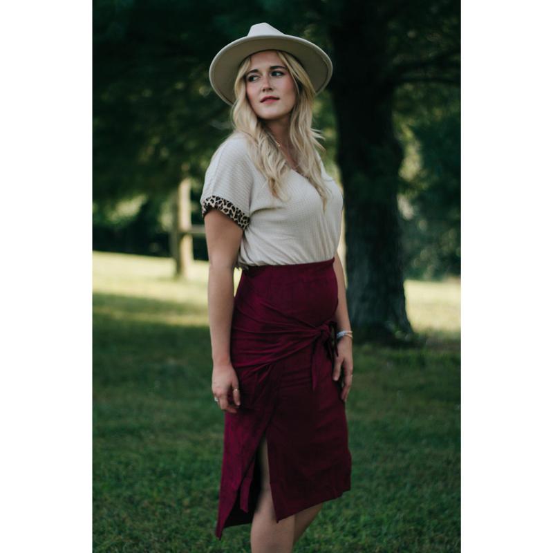 Teagan - Maroon Velvet Wrap Skirt