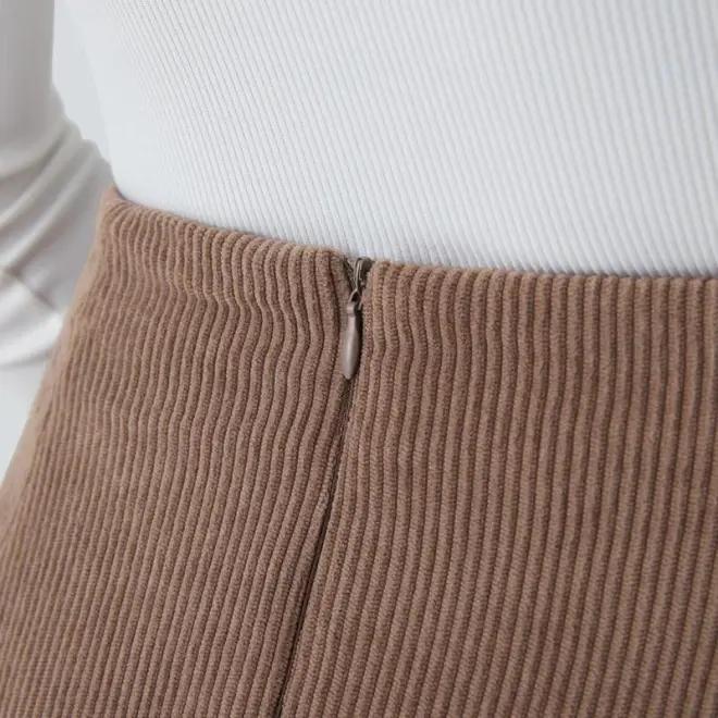 High Waisted Invisible Zipper 2-in-1 Mini A-line Corduroy Casual Skirt