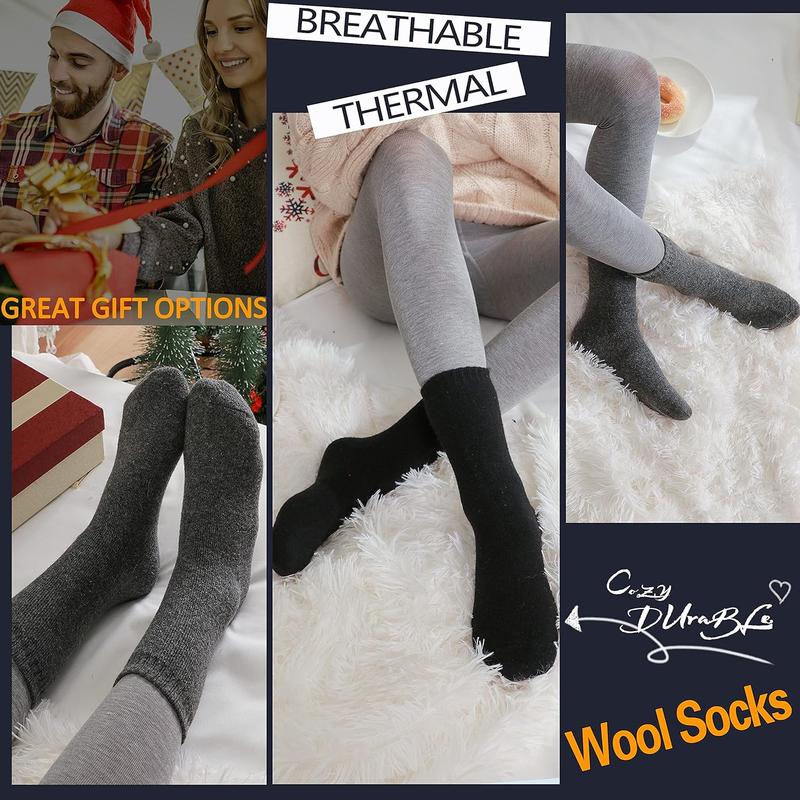 Merino Wool Socks Thermal Warm Winter Thick Hiking Boot Cozy Crew Cabin Comfy for Womens Ladies Work Socks 5 Pack Womenswear Comfort