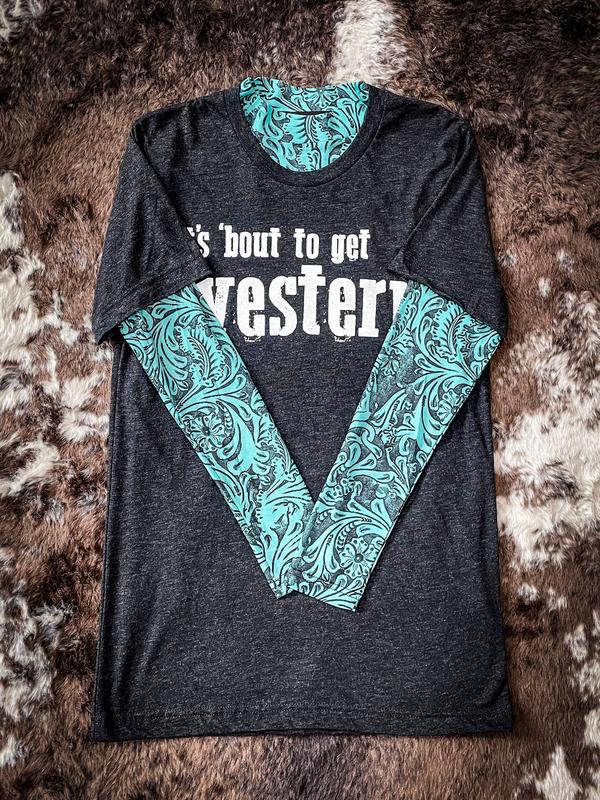 Tooled in Turquoise Mesh Top Long Sleeve Womenswear