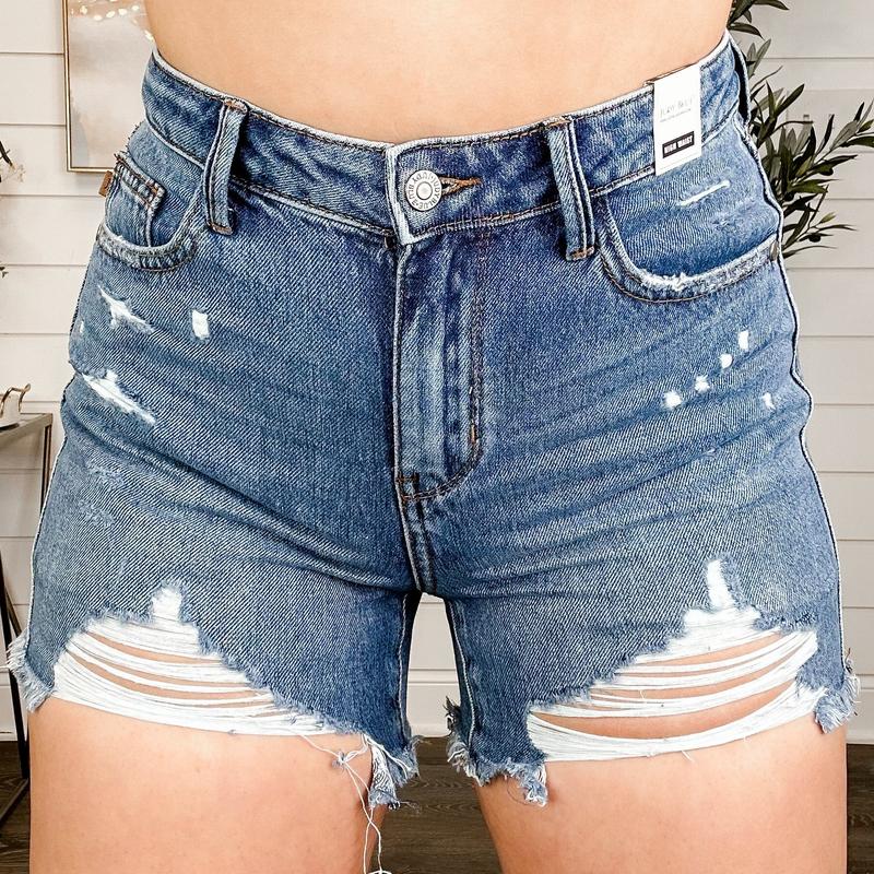 Judy Blue Alora Rigid Magic Distressed High Rise Shorts