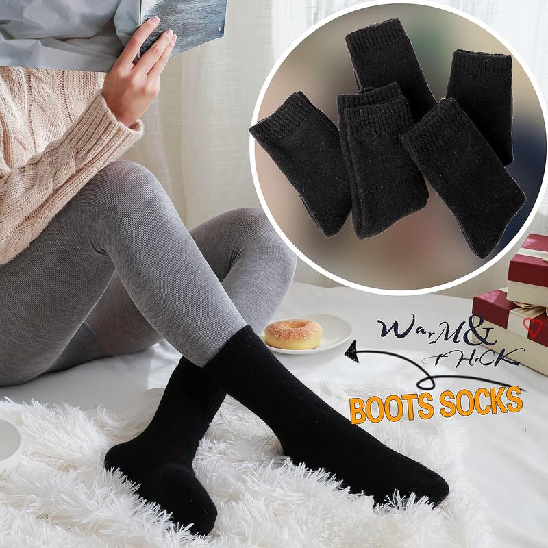 Merino Wool Socks Thermal Warm Winter Thick Hiking Boot Cozy Crew Cabin Comfy for Womens Ladies Work Socks 5 Pack Womenswear Comfort