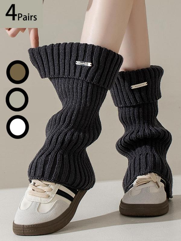 Women's Solid Over The Calf Socks, Casual Comfy Warm Leg Warmers for Fall & Winter, Women's Socks for Daily Wear