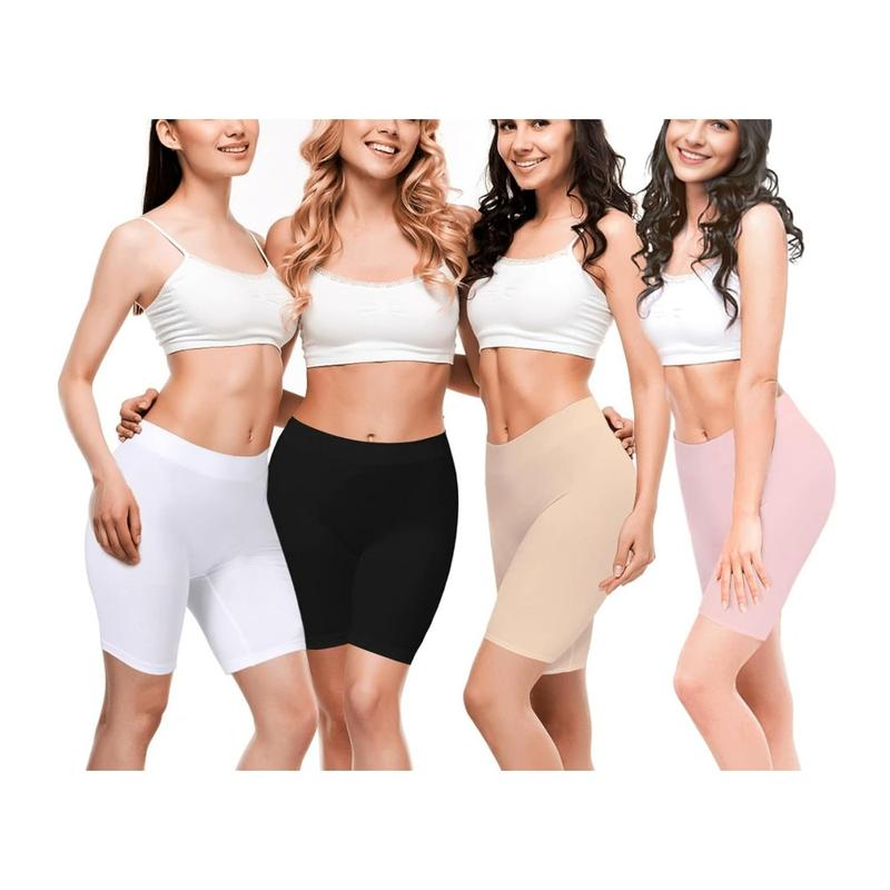 4 Pack Slip Shorts for Women Under Dresses, Seamless Anti Chafing Shorts Summer