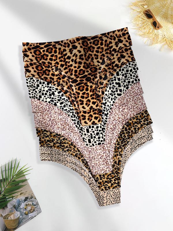 Women's All Over Leopard Print Panty, Soft Comfy Breathable Seamless Knicker for Daily Wear, Underwear for All Seasons