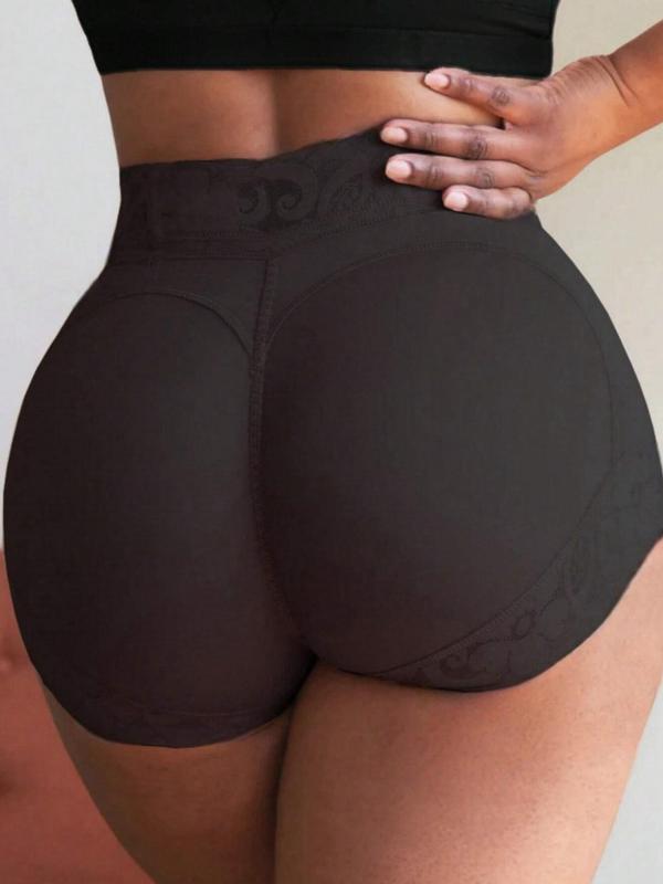 Women's Solid Color Contrast Floral Lace High Waist Shapewear Shorts, Tummy Control Butt Lifting Shapewear Panties, Comfy Women's Briefs