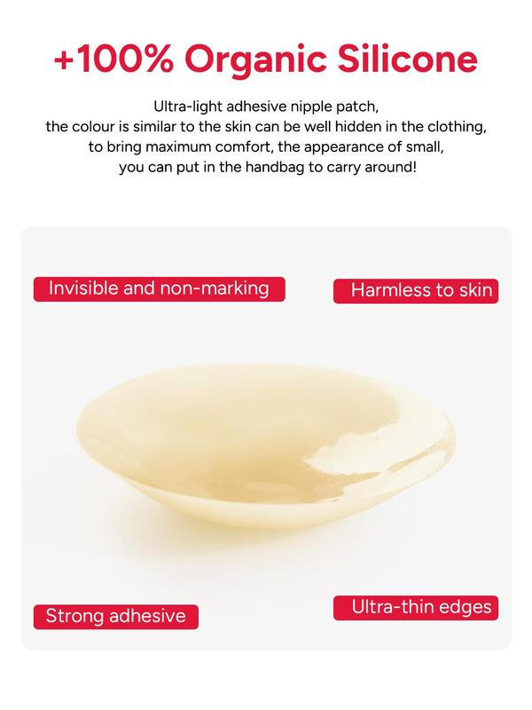 Sporty Women's Solid Color Round-Shaped Silicone Nipple Cover with 1 Pair Transparent Breast Lift Patch, Breathable Comfortable Self Adhesive Invisible Nipple Cover, Women's Lingerie Accessories for Daily Wear