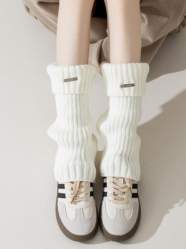 Women's Solid Over The Calf Socks, Casual Comfy Warm Leg Warmers for Fall & Winter, Women's Socks for Daily Wear