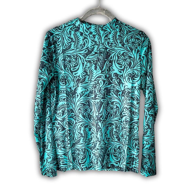 Tooled in Turquoise Mesh Top Long Sleeve Womenswear