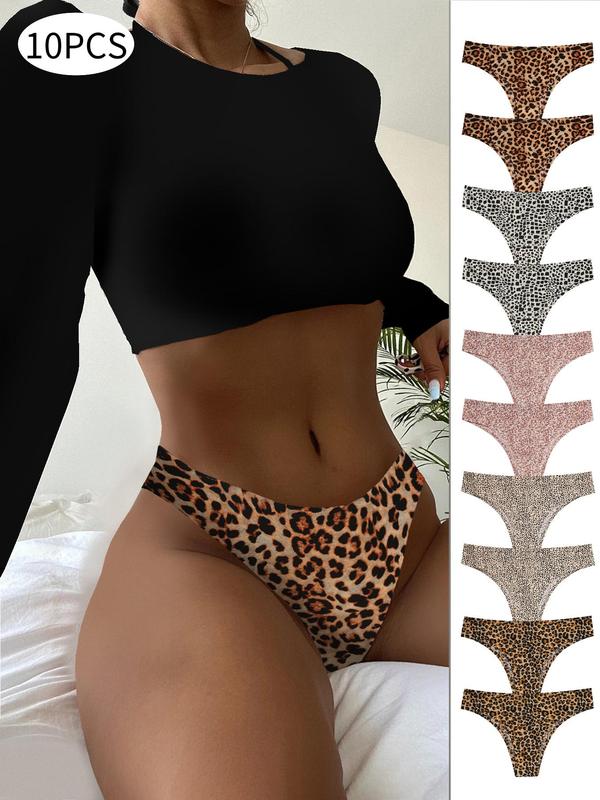 Women's All Over Leopard Print Panty, Soft Comfy Breathable Seamless Knicker for Daily Wear, Underwear for All Seasons