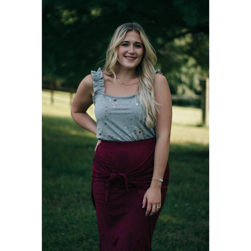 Teagan - Maroon Velvet Wrap Skirt