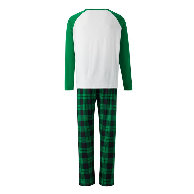 Family Matching Christmas Pajamas Set Long Sleeve Elk Print Tops Plaid Pants XMAS Sleepwear Pjs