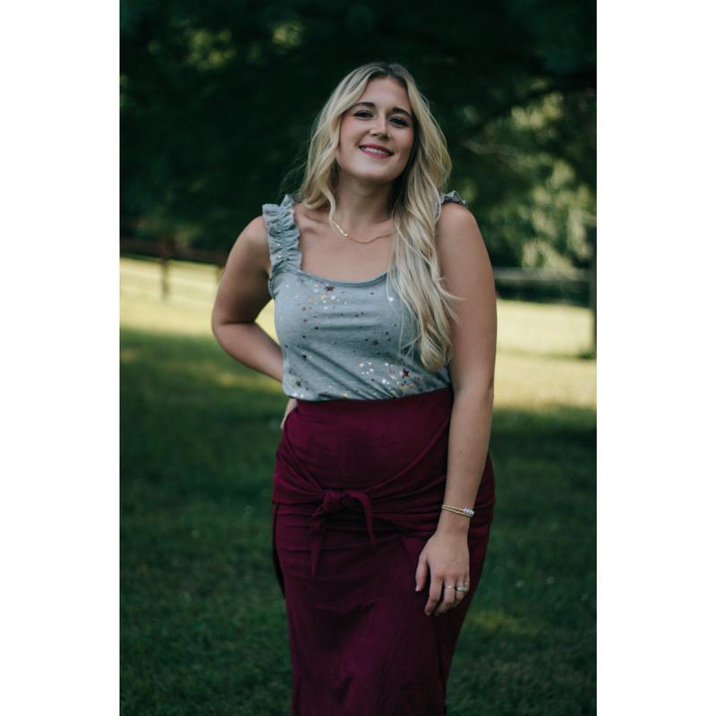 Teagan - Maroon Velvet Wrap Skirt