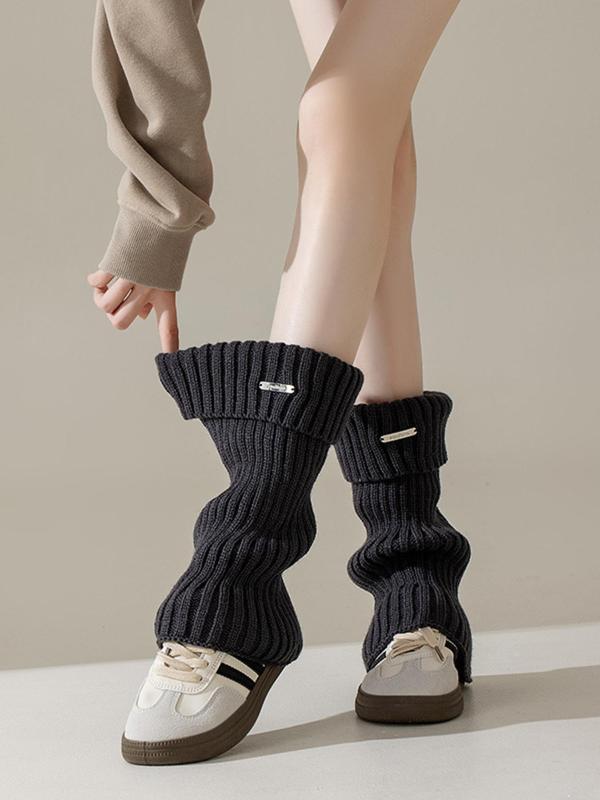 Women's Solid Over The Calf Socks, Casual Comfy Warm Leg Warmers for Fall & Winter, Women's Socks for Daily Wear